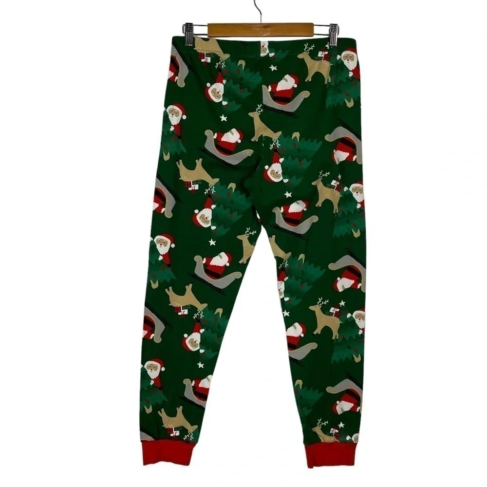 CARTER'S ADULT SANTA REINDEER HOLIDAY RED GREEN COTTON MATCHING PAJAMA PJ SET